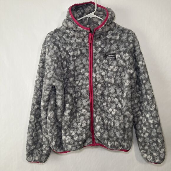 Eddie Bauer Full Zip Sherpa Fleece Hoodie Jacket Youth Girls Size Large 14/16 - Picture 1 of 12